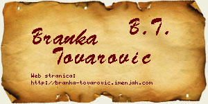 Branka Tovarović vizit kartica